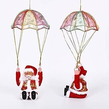 Elecsera Parachute Hanging Tumbling Decoration Flying and Musical Santa Claus