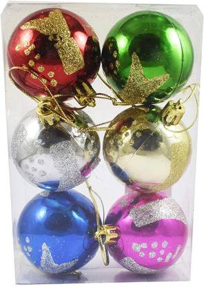 manoj jain Christmas Tree Xmas Tree Decoration 6 Pcs Big Size Balls Pack of 6
