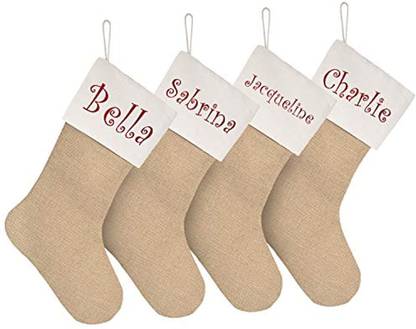 Elegantpark Personalized Christmas Stockings Set Of 4 Ivory Large Plain Diy Xmas Holiday Hanging Ornaments Pack of 1