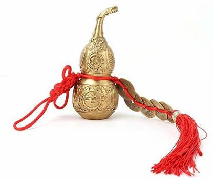 Hilitand Brass Good Luck Wu Lou Hu Lu Gourd Feng Shui Luck And Treasure Hanging Ornaments Pack of 1
