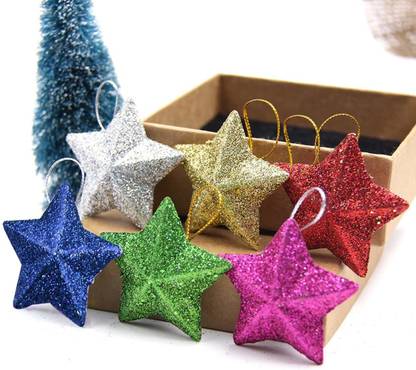 AMFIN Xmas Tress Decoration / Star Tree Decoration Box Hanging Star Pack of 6