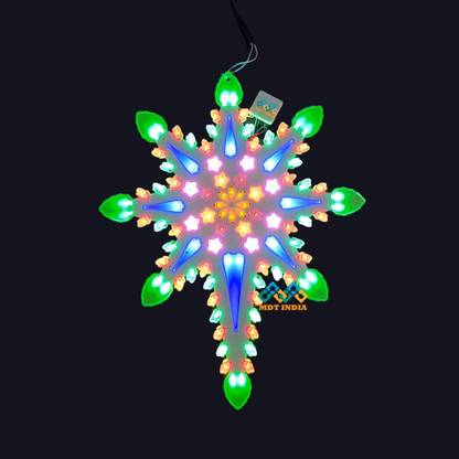 MDT India LED Christmas Star FLORA - GREEN TIP Xmas Decoration Light Hanging Star Pack of 1