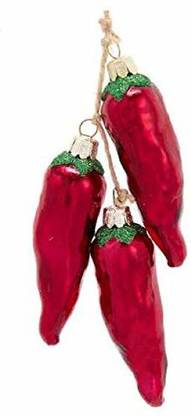 Kurt Adler Kurt S. Adler Noble Gems Red Chili Ristra Glass Christmas Ornament Nb1633 Hanging Ornaments Pack of 1
