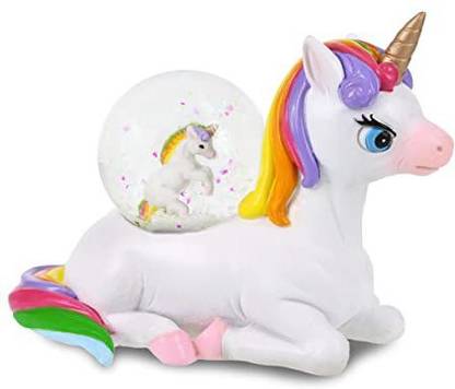 CoTa Global Unicorn Snow Globe Magical Rainbow Water Globe Figurine With Sparkling Glitter Angel Figurine Pack of 1