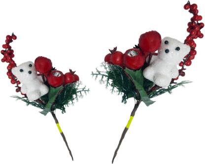 EXCEL IMPEX Red Berries with white Teddy for Christmas Decor Hanging Ornaments Pack of 1