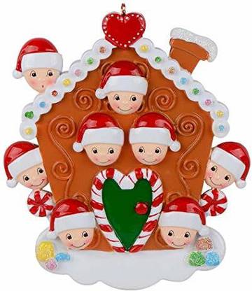 Maxora Gingerbread House Christmas Ornament Personalized Family Of 8 Custom Xmas Tree Hanging Ornaments Pack of 1