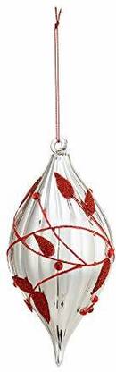 DEMDACO Silver Tone Red Finial 6.5 X 3.5 Blown Glass Decorative Hanging Ornament Hanging Ornaments Pack of 1