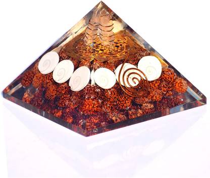 ONVOL Orgone Energy Generator Pyramid with Rudraksha & Gomti Chakra Crystal Yantra