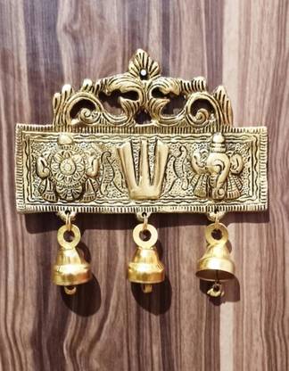 Basukiya Tirupati Balaji Shankha chakra Tilak Symbol With Ghanti For Door Hanging Aluminium Yantra