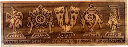 SHRIJIMATHURA shankh chakra tilak symbol of Lord Vishnu's power and divinity, Wooden Yantra