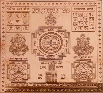 mnaonline Copper Dhan Akarshan Yantra/ Yantra For Attract Wealth and Prosperity Copper Yantra
