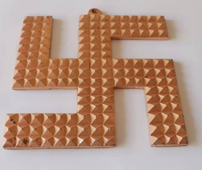 ARUM HANDICRAFT Plus Value Vastu Copper (Swastik) Helix 3 Pyramid Layer - SWASTIK Copper Yantra