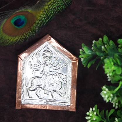 Nakoda Store Vagh Devi (Durga Mata) (Maharashtrian Dev Tak) 3gm Pure Silver Decorative Showpiece  -  6.98 cm
