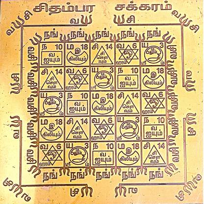 MRT Copper Chidambara Chakra Yantra 12X12 in Tamil Copper Yantra