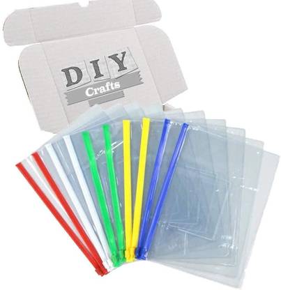 DIY Crafts Size Clear Plastic Bags Zip File Multicolor Plastic Open-ended Zipper