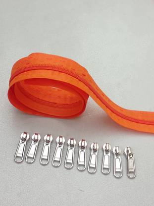 Togline ZIP NO. 5 ,5 MTR ORANGE ZIP AND 10 SUN STAINLESS STEEL RUNNER Orange Nylon Two Way Open-ended Zipper