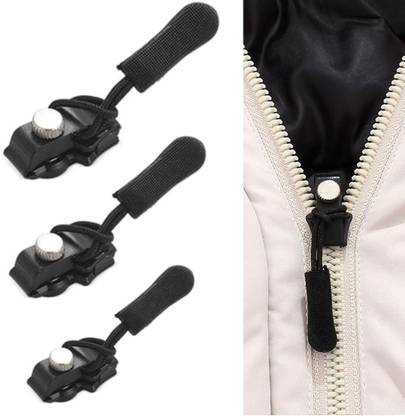 Pamidhar Zipper Repair Kit Zipper Slider– Instant Zipper Pull Size(S, M, L) Zipper Pull Black Metal Open-ended Zipper