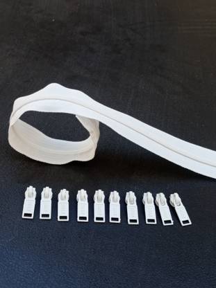 Togline ZIP NO. 3 ,5 MTR WHITE ZIP AND 10 RUNNER White Nylon, Plastic Two Way Open-ended Zipper