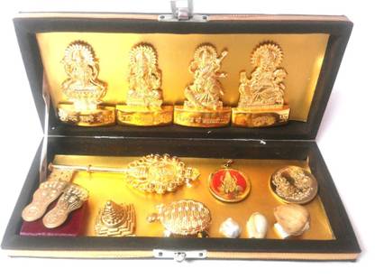 Divine Kraft Shri Dhanlaxmi Shri Kuber Bhandari Brass Yantra