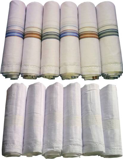 XYZ Textiles Men's Plain White and Colored Combo Rumal ["White"] Handkerchief