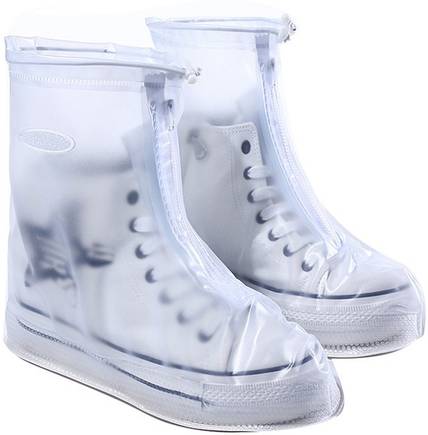 Desi Rang waterproof rain shoe cover line raincoat size M (Indian size Men 7-8, Women 4-5) PP (Polypropylene) Translucent/ Semi-Transparent Boots Shoe Cover, Flat Shoe Cover, High Heeled Shoe Cover