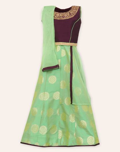 Miss & Chief Indi Girls Lehenga Choli Ethnic Wear Self Design Lehenga, Choli and Dupatta Set