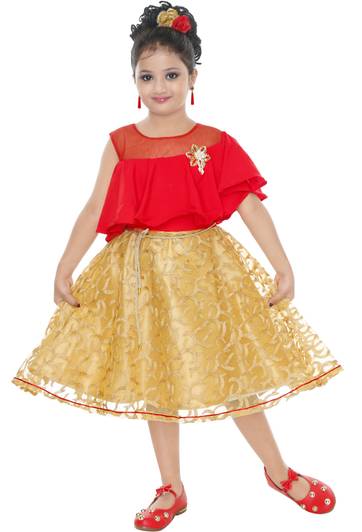 KAARIGARI Girls Midi/Knee Length Party Dress
