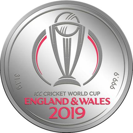 PC Jeweller ICC Official World Cup 2019 Team Blue Medal S 9999 31.1 g Silver Coin