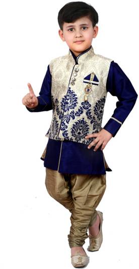 fab fashions Boys Festive & Party Kurta, Waistcoat and Breeches Set