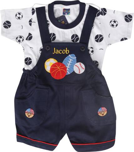 Roble Romper For Boys & Girls Casual Applique, Embroidered Cotton Blend