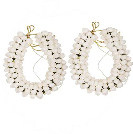 Maahal Hair Bun Mogra Combo Flower Gajra Artifical Gajra for Women in White Pack Of 02 Bun