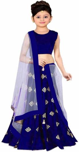 The Fashion Prime Girls Lehenga Choli Party Wear Embroidered Ghagra, Choli, Dupatta Set