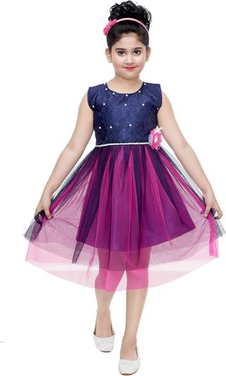 YAYAVAR Indi Girls Midi/Knee Length Festive/Wedding Dress