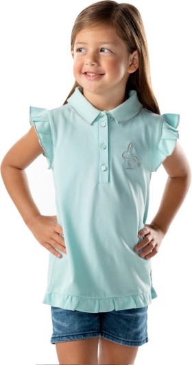 Blue Green Cherry Crumble California Kids Girls Pure Cotton Printed T-Shirt
