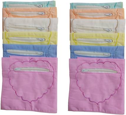Stylewell Set of 12 Pcs Premium Quality Women's/ Girl's Pure Cotton Multicolor Zipper Pouch Apple Embroidery Design Hankies/ Hanky/ ["Multicolor"] Handkerchief