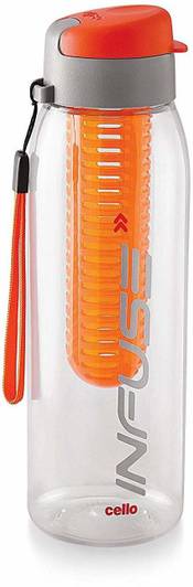 cello Infuse Plastic Water Bottle, 800 ml,Orange 800 ml Plastic Bottle