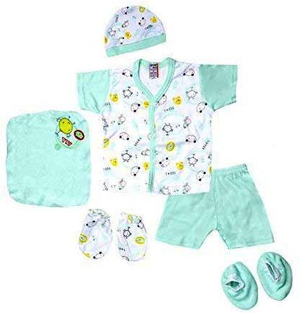 LITTLE HUB Baby Boys & Baby Girls Casual T-shirt Bootie, Cap, Mitten