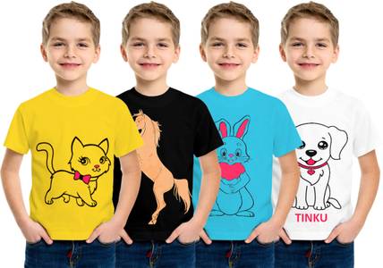 Luke and Lilly Boys Animal Print Cotton Blend Regular T Shirt