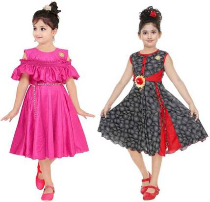 PEACEWAVE Indi Girls Below Knee Festive/Wedding Dress