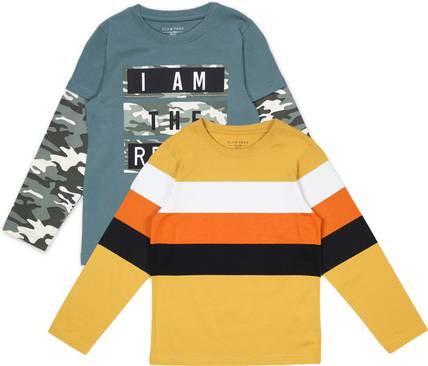 Plum Tree Boys Printed, Striped Pure Cotton Regular T Shirt