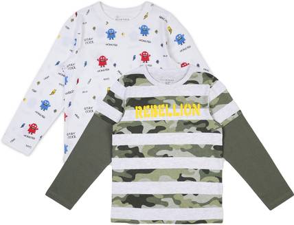 Plum Tree Boys Printed, Striped Pure Cotton Regular T Shirt