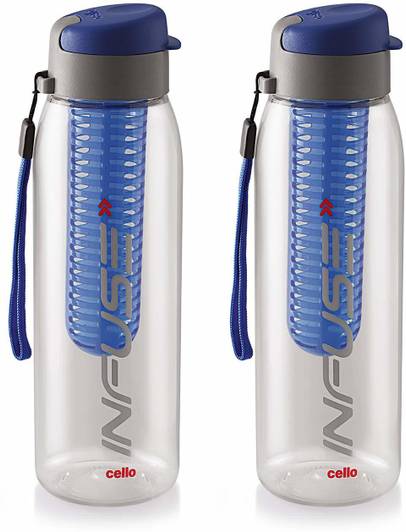 cello Infuse Plastic Water Bottle Set, 800ml, Set of 2, Blue 800 ml Plastic Shaker