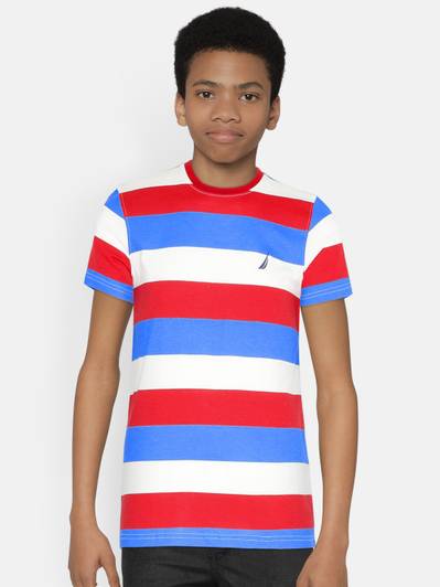NAUTICA Boys Striped Pure Cotton Regular T Shirt