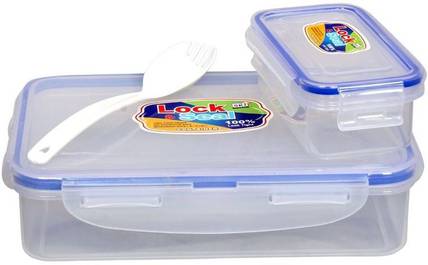 SKI LOCK & SEAL 800 ML LUNCH BOX/CONTAINER TIFFIN BOX 2 Containers Plastic Office Lunch Box