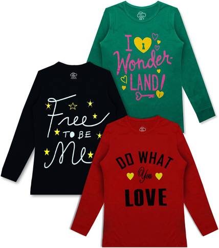MIST N FOGG Girls Printed Cotton Blend Regular T Shirt