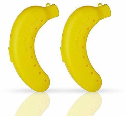 ANVIT Plastic Banana Case - 2pc 2 Containers Plastic Office Lunch Box