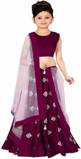 Dhruvik Fashion Girls Lehenga Choli Ethnic Wear Embroidered Lehenga, Choli and Dupatta Set