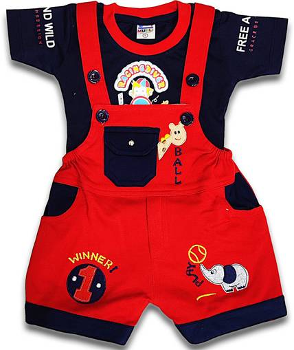MURLI Dungaree For Baby Boys & Baby Girls Casual Printed Hosiery