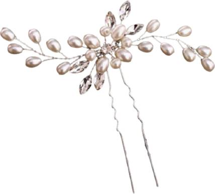 Ray Innovations 2 Pcs Silver Handmade Flower Crystal Bride Pearl Hair Pin Wedding Hair Accessories Hair Pin