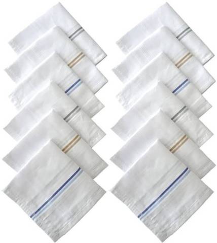 higadget Men's 100% Cotton Striped (XXL) ["White"] Handkerchief